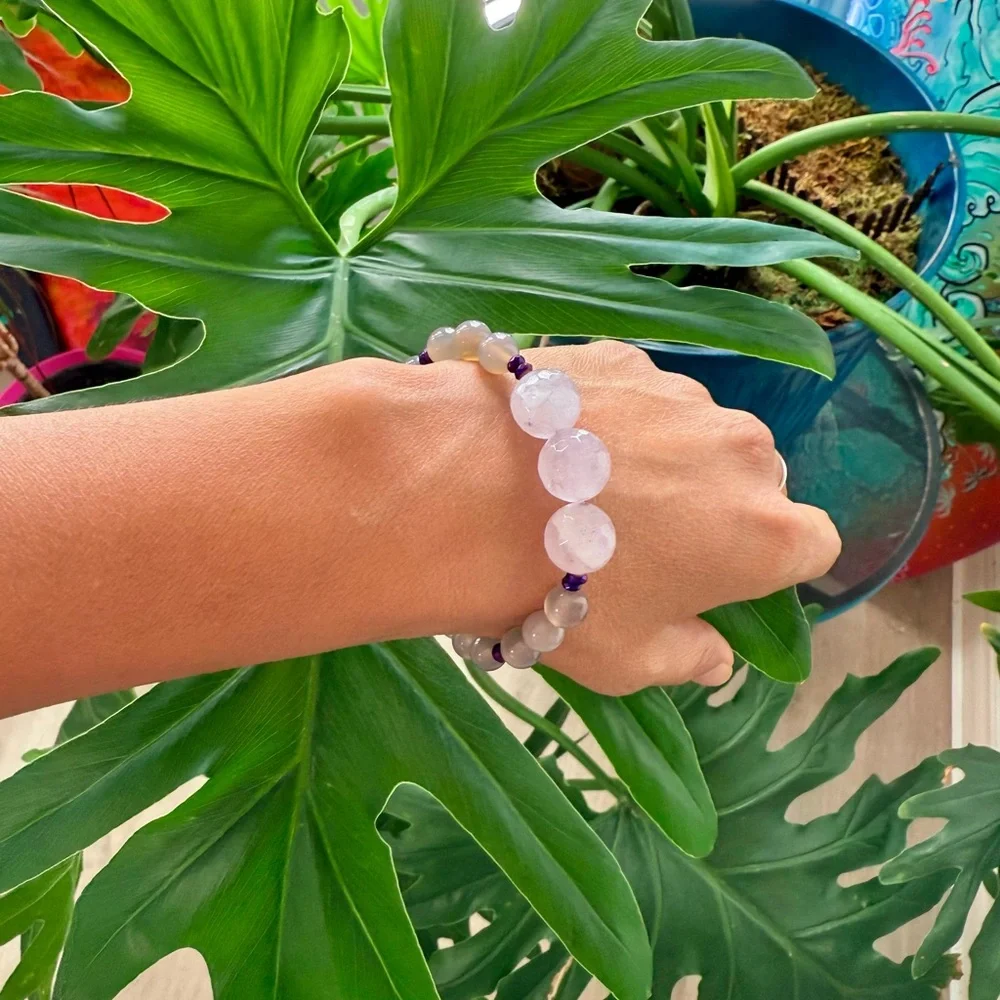 Amethyst ~ Agate ~ Hematite bracelet (one) - Picture 4 of 6